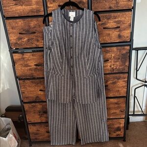 H&M Pinstripe Sleeveless Linen Vest and Pants Set (NWOT)